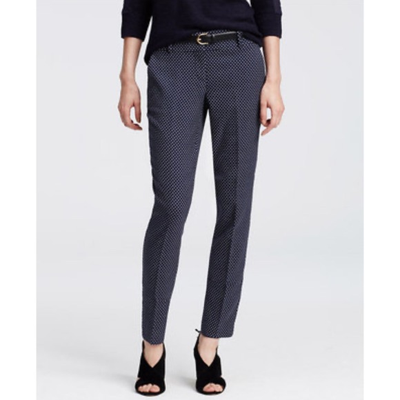 Ann‎ Taylor Devin Fit Ankle Pants Tailored Slim Blue White Size 10 - Picture 1 of 10